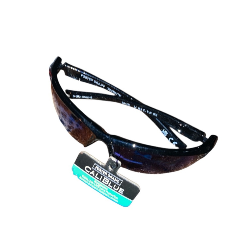 Foster Grant Cali Blue Performance Blade Black Sunglasses with Blue Lenses - Picture 4 of 13